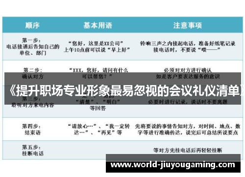 《提升职场专业形象最易忽视的会议礼仪清单》 《提升职场专业形象最易忽视的会议礼仪清单》