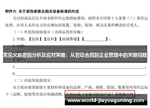常见欠薪原因分析及应对策略:从劳动合同到企业管理中的关键问题 常见欠薪原因分析及应对策略:从劳动合同到企业管理中的关键问题
