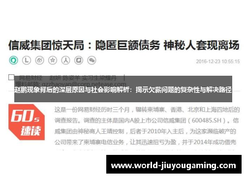 赵鹏现象背后的深层原因与社会影响解析:揭示欠薪问题的复杂性与解决路径 赵鹏现象背后的深层原因与社会影响解析:揭示欠薪问题的复杂性与解决路径